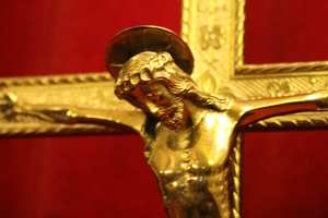 Altar Cross style Gothic - style en Full - Bronze - Gilt, Belgium 19th century