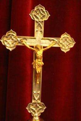 Altar - Cross style Gothic - style en Brass / Bronze / Silvered - Plated, Southern Germany 19th century