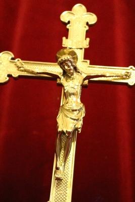 Altar - Cross style Gothic - style en Full Bronze / Polished and Varnished, France 19th century