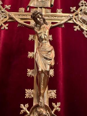 Altar - Cross By : J. Van Roosmalen, Utrecht Netherlands style Gothic - Style en Bronze / Polished and Varnished, Utrecht Neterlands 19 th century ( Anno 1887 )