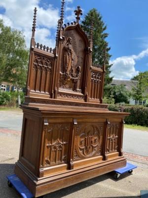 Altar Margareta Maria Alacoque  style Gothic - Style en Oak wood, Belgium 19 th century ( Anno 1865 )