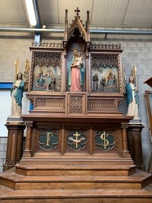 Altar Solid Oak Dimensions Without Steps.  style Gothic - style en Oak wood, Belgium 19th century