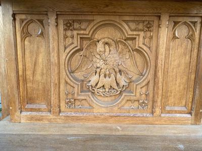 Altar With Original Altar Stone style Gothic - Style en Oak, Dutch 19th century ( anno 1875 )