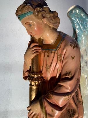 Angel style Gothic - style en plaster polychrome, France 19th century