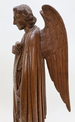 Angel style Gothic - style en Hand - Carved Wood Oak, Belgium  19 th century