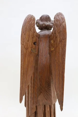 Angel style Gothic - style en Hand - Carved Wood Oak, Belgium  19 th century