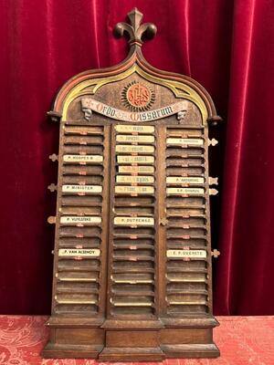 Attendance Board style Gothic - Style en Oak wood, Belgium  19 th century ( Anno 1875 )