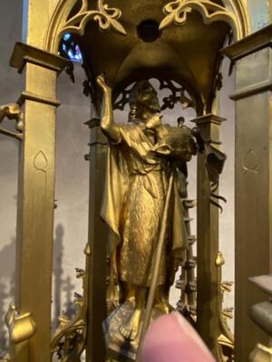 Baptismal Font Monumental Belgium Hard-Stone Font With Brass Cover  style Gothic - style en Hard-stone / Brass / Bronze / Hand Forged Iron, Netherlands  19 th century