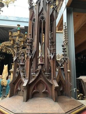 Baptismal Font Top Some Restauration Needed style Gothic - style en FULLY HAND-CARVED WOOD, The Netherlands 19th century ( anno 1870 )