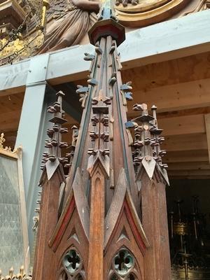 Baptismal Font Top Some Restauration Needed style Gothic - style en FULLY HAND-CARVED WOOD, The Netherlands 19th century ( anno 1870 )