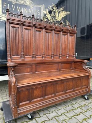 Bench  style Gothic - Style en Oak wood, Belgium  19 th century