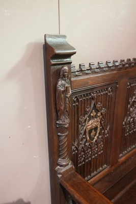 Bench  style Gothic - style en Oak wood, Belgium 19th century