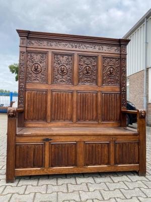 Bench style Gothic - Style en Oak wood, Belgium 19 th century