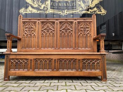 Bench style Gothic - Style en Oak wood, France 19 th century