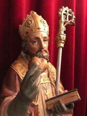 Bishop Statue  style Gothic - style en plaster polychrome, France 19th century ( anno 1875 )