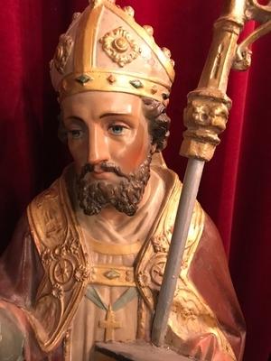 Bishop Statue  style Gothic - style en plaster polychrome, France 19th century ( anno 1875 )