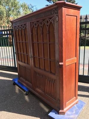 Bookcase  style Gothic - style en Oak wood, Dutch 19th century ( anno 1875 )