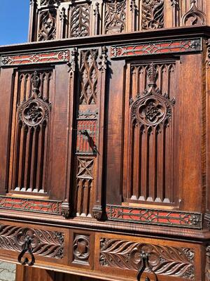 Cabinet style Gothic - Style en Walnut wood , France 19 th century ( Anno 1885 )