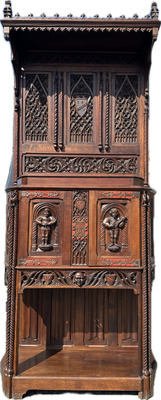 Cabinet  style Gothic - Style en Walnut wood , France 19 th century ( Anno 1885 )