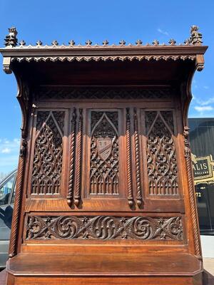 Cabinet  style Gothic - Style en Walnut wood , France 19 th century ( Anno 1885 )