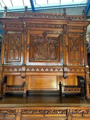 Cabinet  style Gothic - Style en Oak wood / Glass, France 19 th century