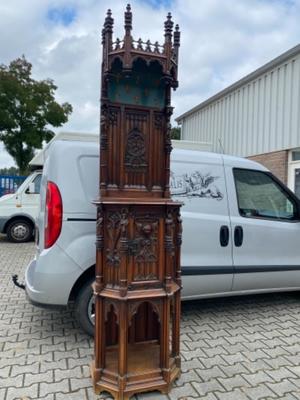 Cabinet  style Gothic - Style en Walnut wood , Paris France 19 th century