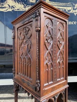 Cabinet  style Gothic - style en Walnut wood , France 19 th century