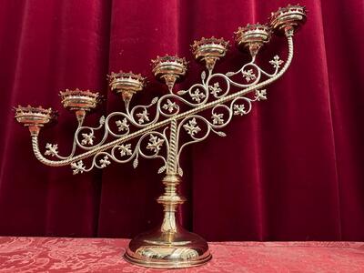 Candle Holder style Gothic - Style en Brass / Bronze / Polished and Varnished, Belgium  19 th century ( Anno 1890 )