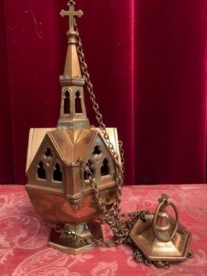 Censer style Gothic - style en Full Bronze / Gilt, Belgium 19 th century