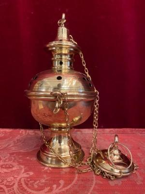 Censer  style Gothic - style en Brass / Bronze / Polished and Varnished, Belgium 19 th century ( Anno 1890 )