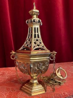 Censer  style Gothic - style en Bronze / Polished and Varnished, Belgium 19 th century ( Anno 1875 )