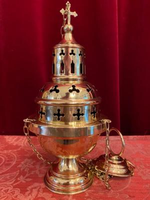 Censer style Gothic - style en Brass / Bronze / Polished and Varnished, Belgium  19 th century