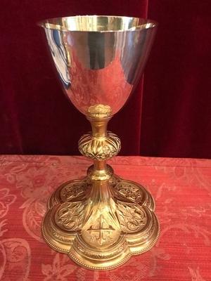 Chalice style Gothic - style en Silver Cuppa  / Brass Gilt , Belgium 19th century