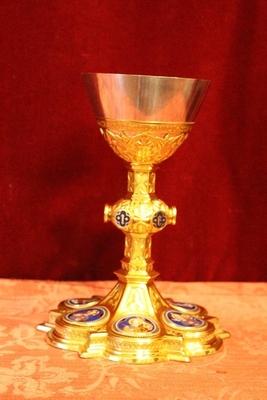 Chalice style Gothic - style en full silver / Polished / Varnished / Enamell, Dutch 19th century ( anno 1875 )