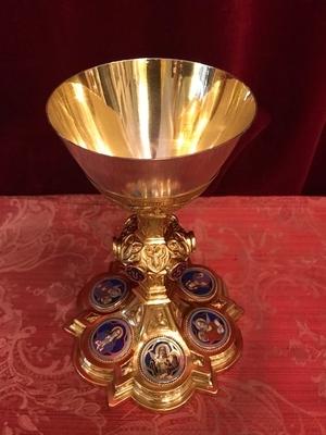 Chalice style Gothic - style en Full Silver / Polished and Varnished/ Gilt / Enamell, Dutch 19th century ( anno 1875 )