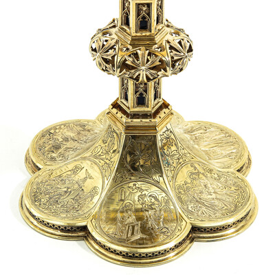Chalice style Gothic - Style en Full - Silver With Paten & Spoon, Belgium  19 th century ( Anno 1885 )