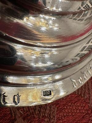 Chalice style Gothic - Style en Full - Silver ( 800 ) / Silver Marks Present / Polished & Varnished., Belgium  19 th century ( 1882 )