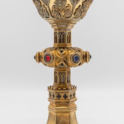 Chalice style Gothic - Style en Silver Cuppa / Brass / Stones, 19 th century
