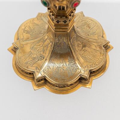Chalice style Gothic - Style en Silver Cuppa / Brass / Stones, 19 th century