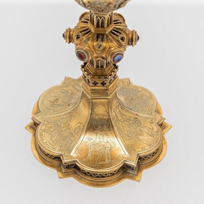Chalice style Gothic - Style en Silver Cuppa / Brass / Stones, 19 th century