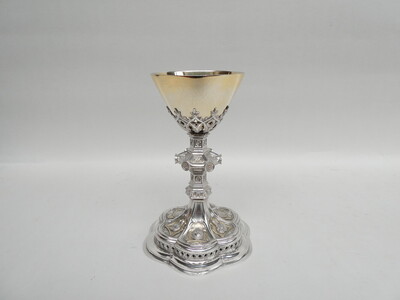 Chalice Expected. style Gothic - Style en Full - Silver / Silver Marks Present, Belgium  19 th century