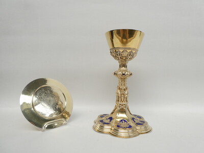 Chalice Expected Soon ! style Gothic - Style en Full - Silver / Enamel, Belgium  19 th century