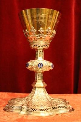 Chalice Signed Billaux - Grosse Bruxelles style Gothic - style en full silver, Belgium 19th century (anno 1870)