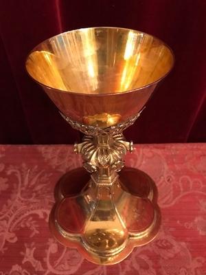 Chalice With Original Paten All Silver style Gothic - style en full silver / Gilt, Belgium 19th century ( anno 1875 )