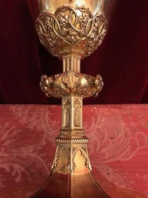 Chalice With Original Paten All Silver style Gothic - style en full silver / Gilt, Belgium 19th century ( anno 1875 )
