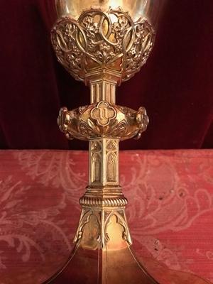 Chalice With Original Paten All Silver style Gothic - style en full silver / Gilt, Belgium 19th century ( anno 1875 )