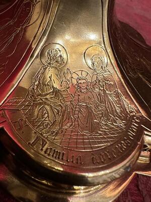 Chalice With Original Paten & Spoon By J. Van Roosmalen & Zn Utrecht style Gothic - Style en Full - Silver / Silver Marks Present, Utrecht Netherlands 19 th century ( Anno 1885 )