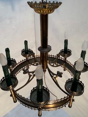 Chandelier style Gothic - style en Brass, Belgium 19th century ( anno 1890 )