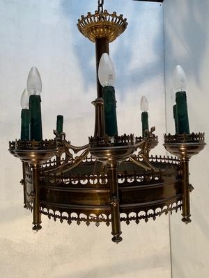 Chandelier style Gothic - style en Brass, Belgium 19th century ( anno 1890 )