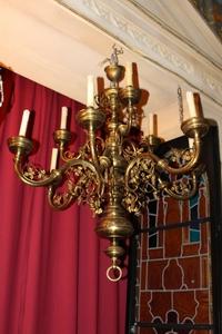 Chandelier style Gothic - style en Brass / Bronze, Belgium 19th century